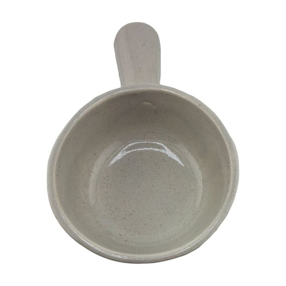 GRAYSTONE McCoy Nelson Soup Bowl Handle Round Gray Drip on Ivory USA Pottery - Picture 2 of 13